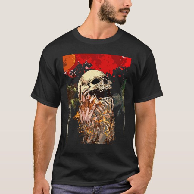 Cool Fire Skull Head Design Chilly Skull For Men's T-Shirt (Front)