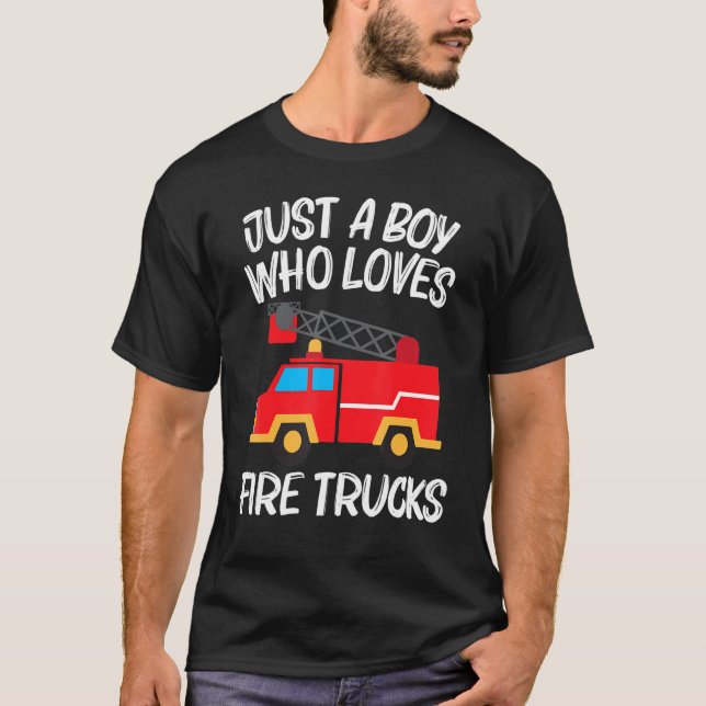 Cool Fire Truckfor Boys Men Kids Firetruck Firefig T-Shirt (Front)