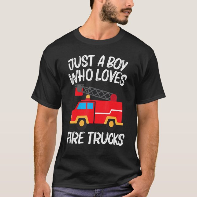 Cool Fire Truckfor Boys Men Kids Firetruck Firefig T-Shirt (Front)
