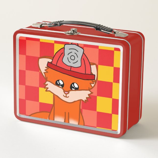 Cool Firefighter & Fox Themed Lunchbox (Front)