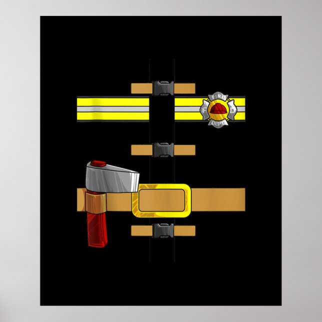 Cool Firefighter Uniform Funny DIY Halloween Poster (Front)