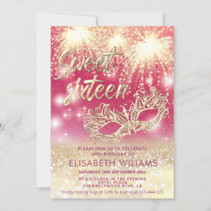 Cool firework Masquerade charming glittery ombre Invitation