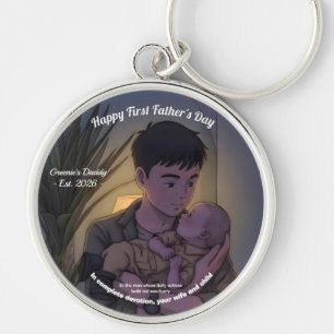 Cool First Father’s Day Anime Style Night Key Ring