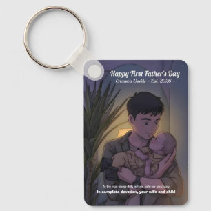 Cool First Father’s Day Anime Style Night Key Ring