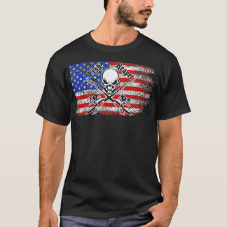 Cool Fish Fear Me Skull American Flag Pride Americ T-Shirt