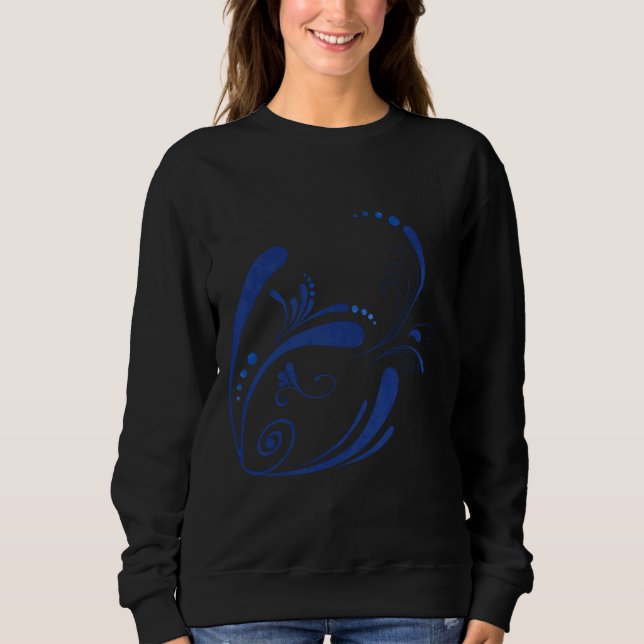 Cool Fish Grunge Twirls Fitted Sweatshirt (Front)