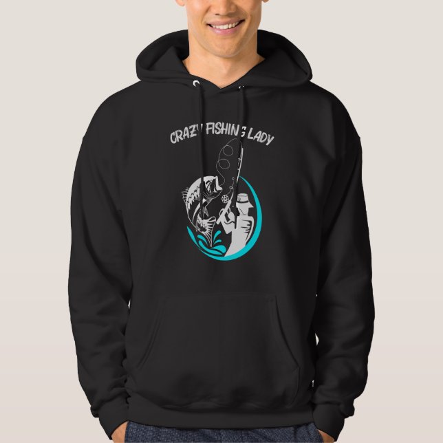 Cool Fishing Art For Women Mum Fishermen Fish Hook Hoodie (Front)