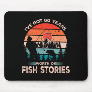 Cool Fishing Design 60 Years Old 60th Birthday Gif Mouse Pad