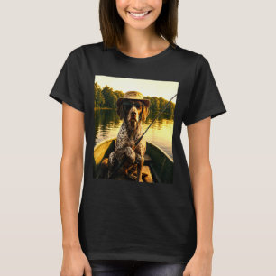 Cool fishing dog lake boat outdoor fishing humour T-Shirt