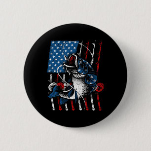 Cool Fishing For Men Women American Flag Usa Fish  6 Cm Round Badge