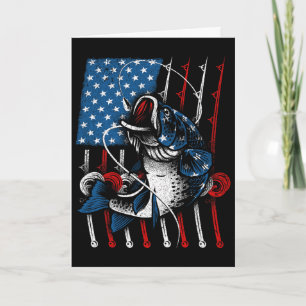 Cool Fishing For Men Women American Flag Usa Fish  Card