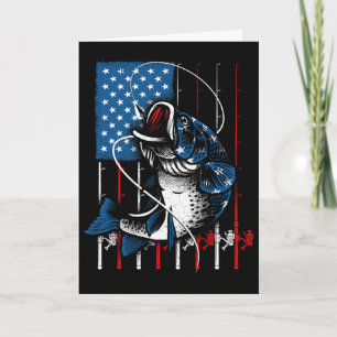 Cool Fishing For Men Women American Flag Usa Fish  Card