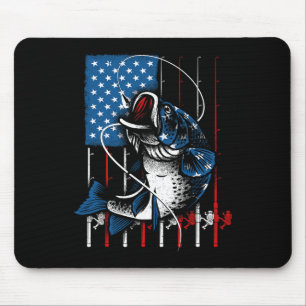 Cool Fishing For Men Women American Flag Usa Fish Mouse Pad