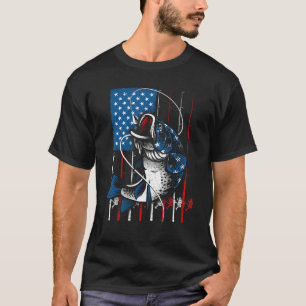 Cool Fishing For Men Women American Flag USA Fish  T-Shirt