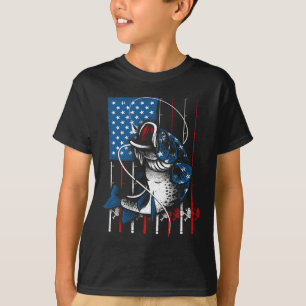 Cool Fishing For Men Women American Flag Usa Fish T-Shirt