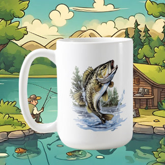 Cool fishing lovers add monogram coffee mug