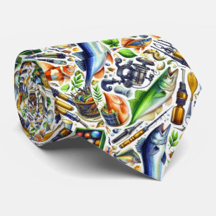 Cool fishing lovers tiled pattern  tie