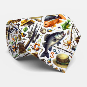 Cool fishing lovers tiled pattern tie