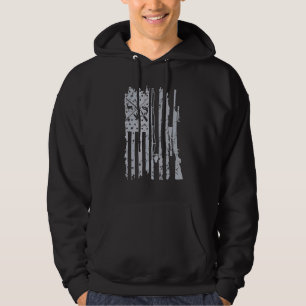 Cool Fishing Rod Hunting Rifle American Flag Hoodie