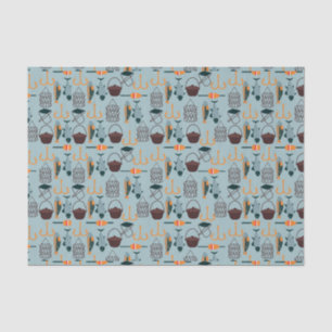 cool fishing tiled pattern party  tissue paper