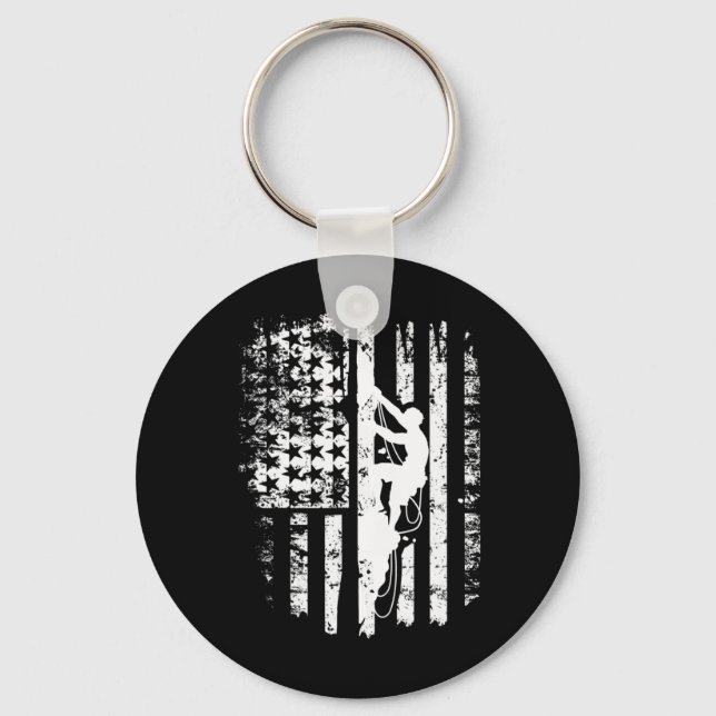 Cool Flag Rock Climbing Gift Shirt Climber Boulder Key Ring (Front)