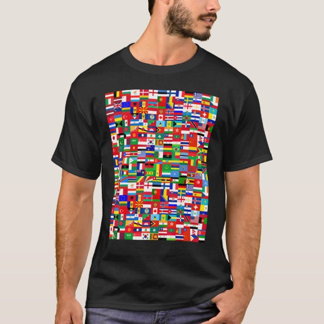 Cool Flags of The World Illustration  Graphic Desi T-Shirt (Front)