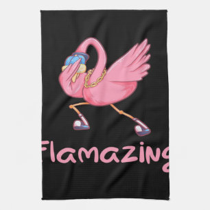 Cool Flamazing Dabbing Flamingo Tea Towel