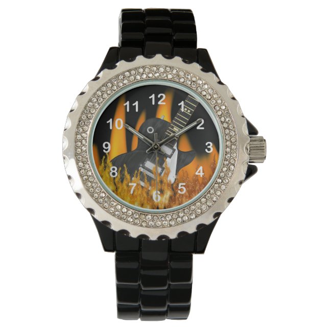 Cool Flame Guitar  Numbered Wrist Watch (Front)
