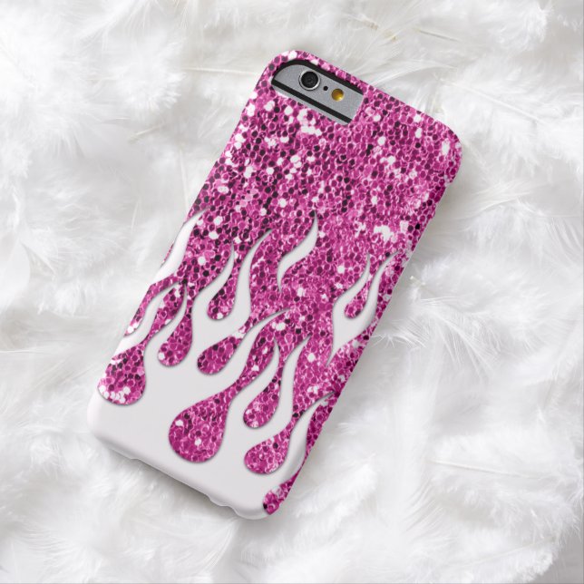 Cool Flames in White on Pink Glitter Look Case-Mate iPhone Case (In Situ)