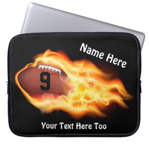 Cool Flaming Football Laptop Case, PERSONALIZED Sleeve
