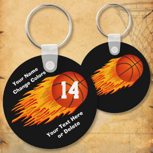Cool Flaming Personalised Basketball Keychains