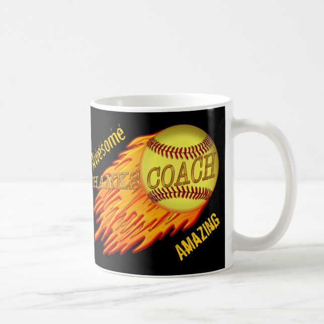 Cool Flaming SOFTBALL COACH GIFTS are Customisable Coffee Mug (Right)