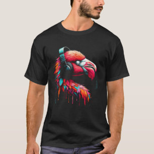 Cool Flamingo Art for Music Lovers Christmas Birth T-Shirt