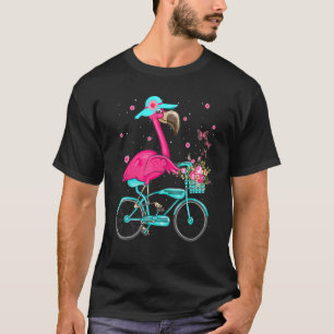 Cool Flamingo Riding A Bike Cycling Bird T-Shirt