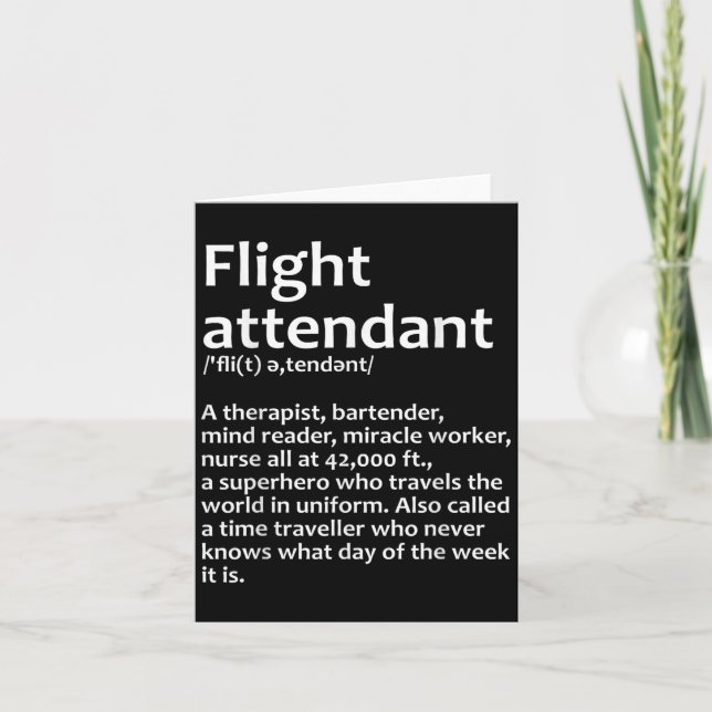 Cool Flight Attendant Design For Men Women Flight  Card (Front)