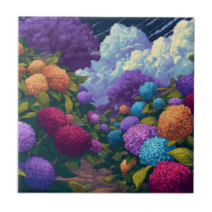 Cool Floral Hydrangeas  Tiles  For Spa-Style Bath