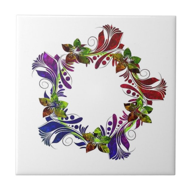 Cool floral multicolored design tile (Front)