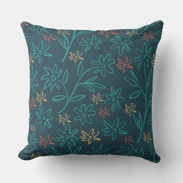 Cool Floral Pattern Graphic Cushion (Front)