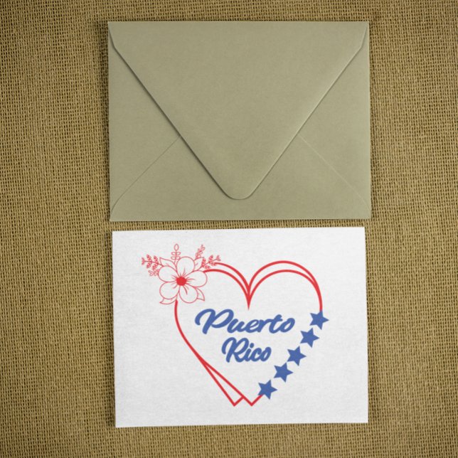 Cool Floral Puerto Rico Heart Illustration Postcard (Cool Floral Puerto Rico Heart Illustration Postcard)