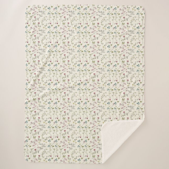 Cool Floral Spring, Housewarming Gift  Sherpa Blanket (Front)