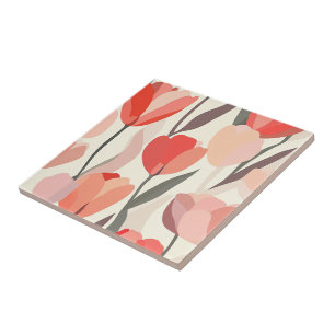 Cool Floral Tulip Ceramic Tiles For Durable Floor