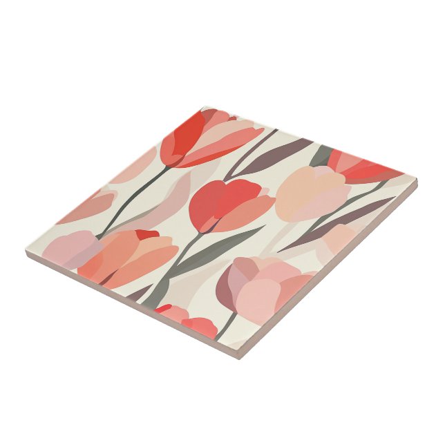 Cool Floral Tulip Ceramic Tiles  For Durable Floor (Side)