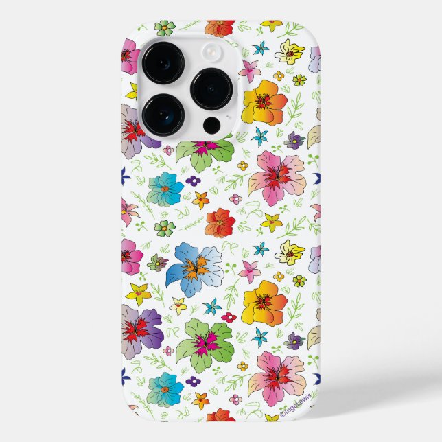 Cool Flower Graphic Colourful Art iPhone Case (Back)