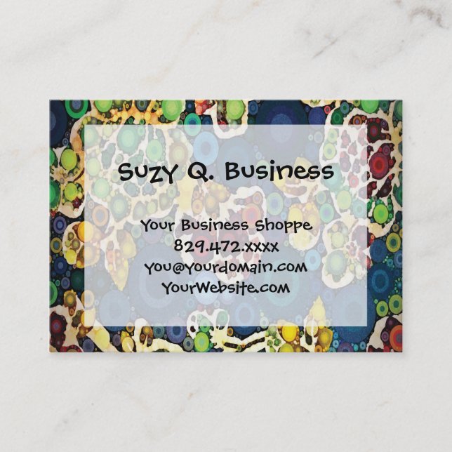 Cool Flower Mosaic Concentric Circles Art Design Business Card (Front)