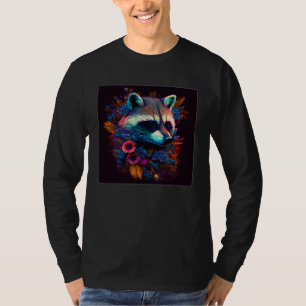 Cool Flower Raccoon Illustration Graphic Women Men T-Shirt