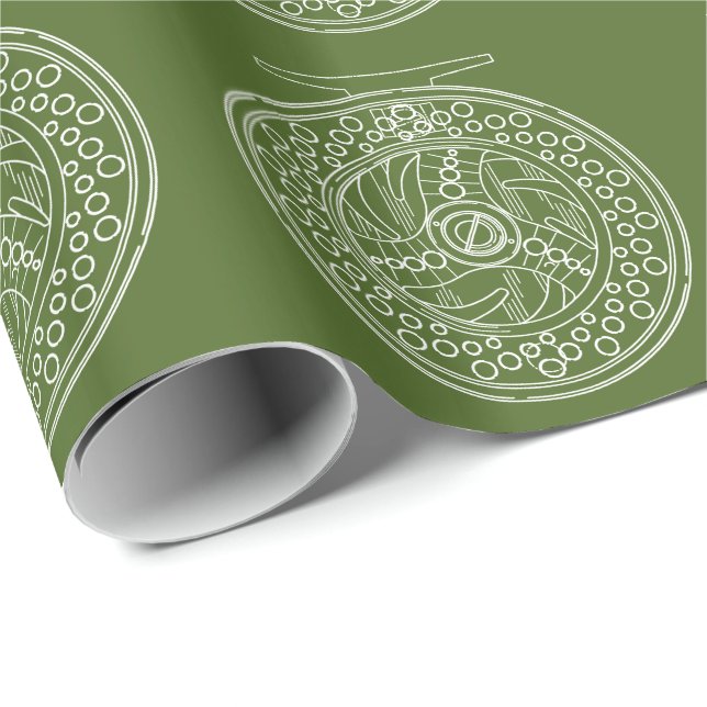 Cool Fly Fishing Art of A Fly Reel Wrapping Paper (Roll Corner)