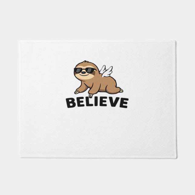 Cool Flying Sloth Believe Funny Motivational Desig Doormat (Front)