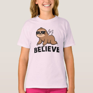 Cool Flying Sloth Believe Funny Motivational T-Shirt