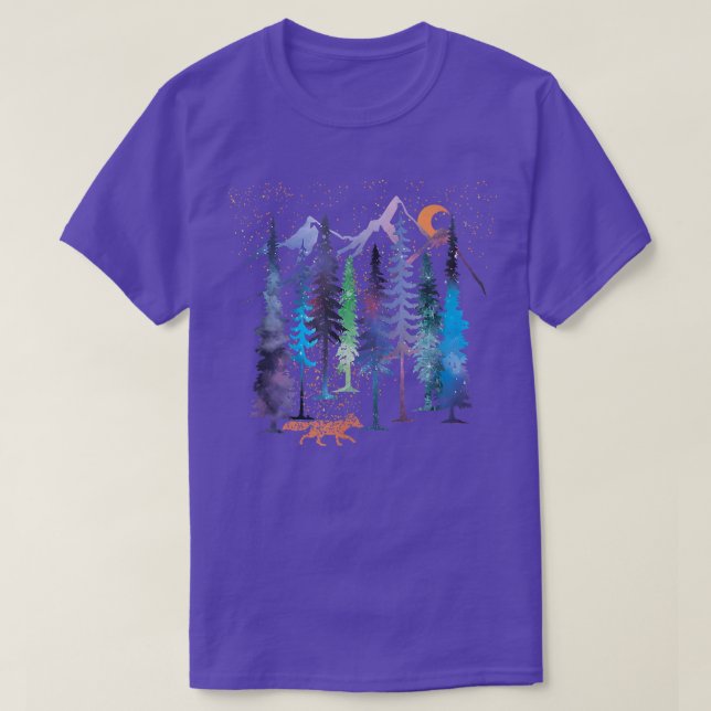 Cool Fo In The Dark Sky Mountain Forest Gift Love  T-Shirt (Design Front)