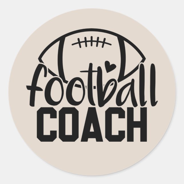 cool football coach word art sports classic round sticker (Front)